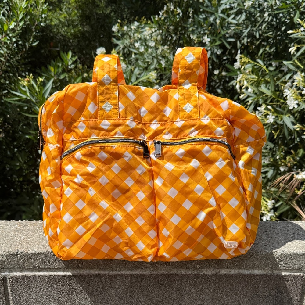 Lug Boxer Packable Duffel Bag in golden gingham - Picture 4 of 16